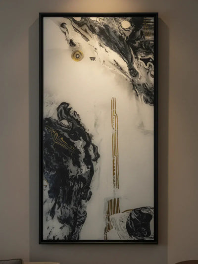 Tu Gough original mixed media wall art, black framed canvas, FREEBRD art series
