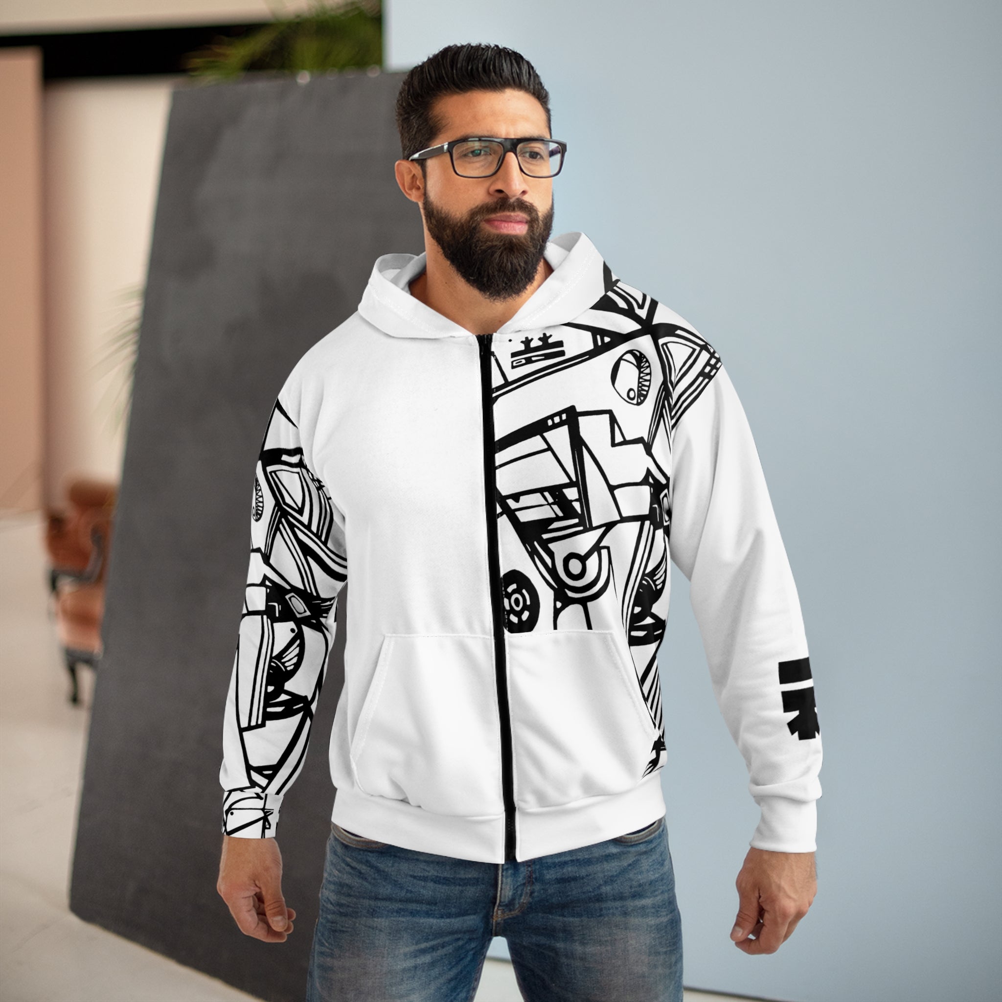 Creative Graphic Art Unique Urban Full-Zip Hoodie