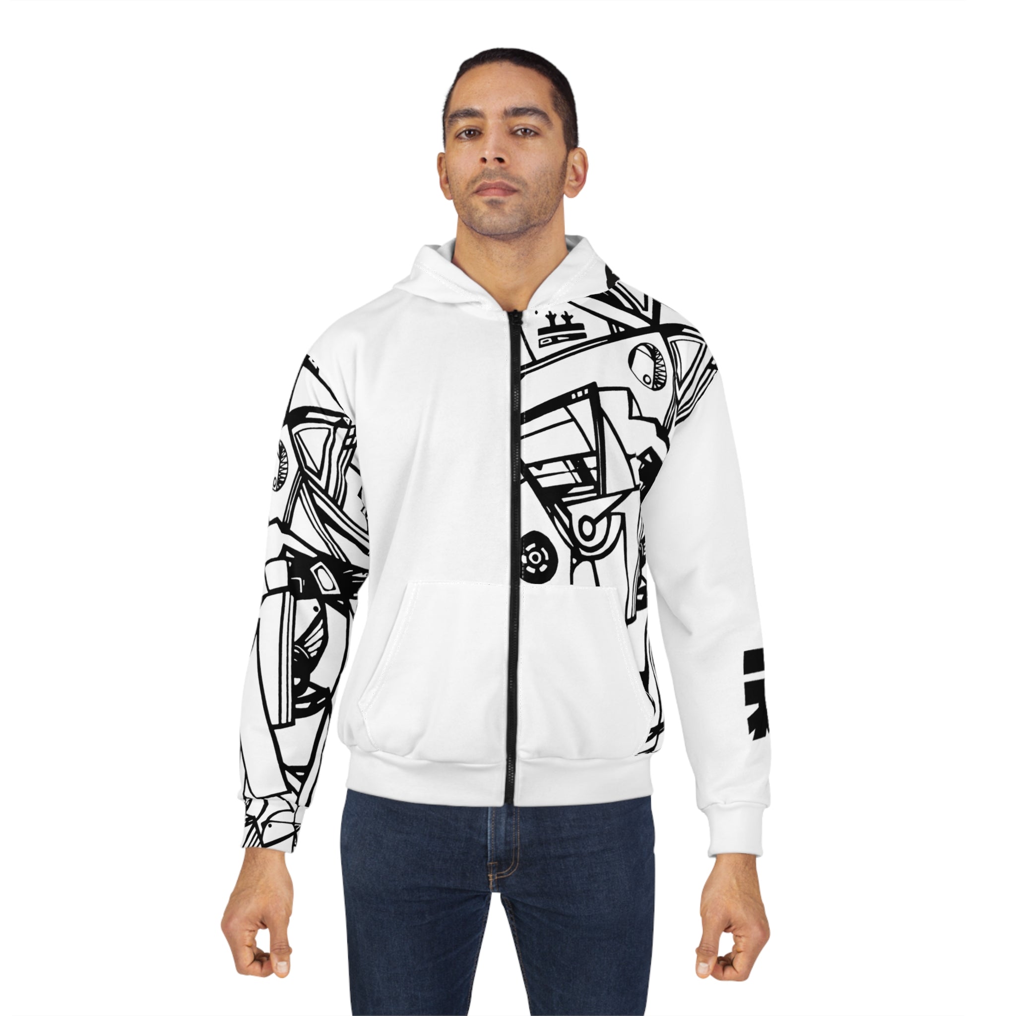 Creative Graphic Art Unique Urban Full-Zip Hoodie