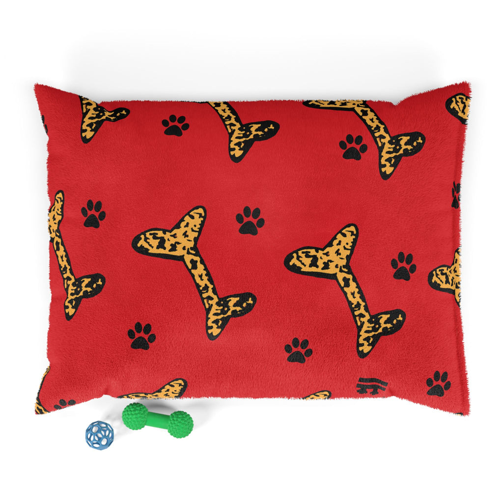 Leopard Print Bone Pet Bed for Dogs and Cats