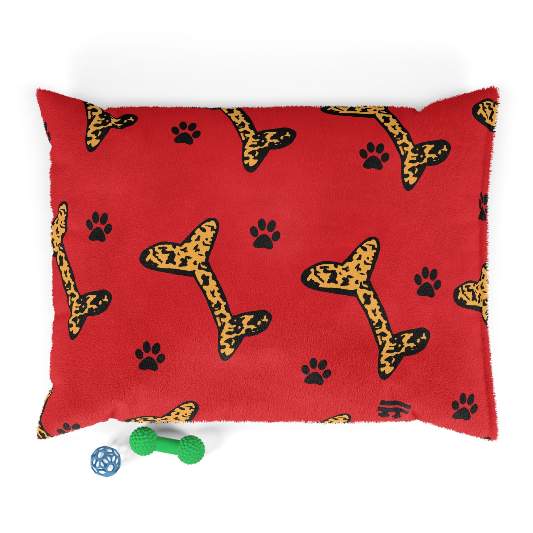Leopard Print Bone Pet Bed for Dogs and Cats