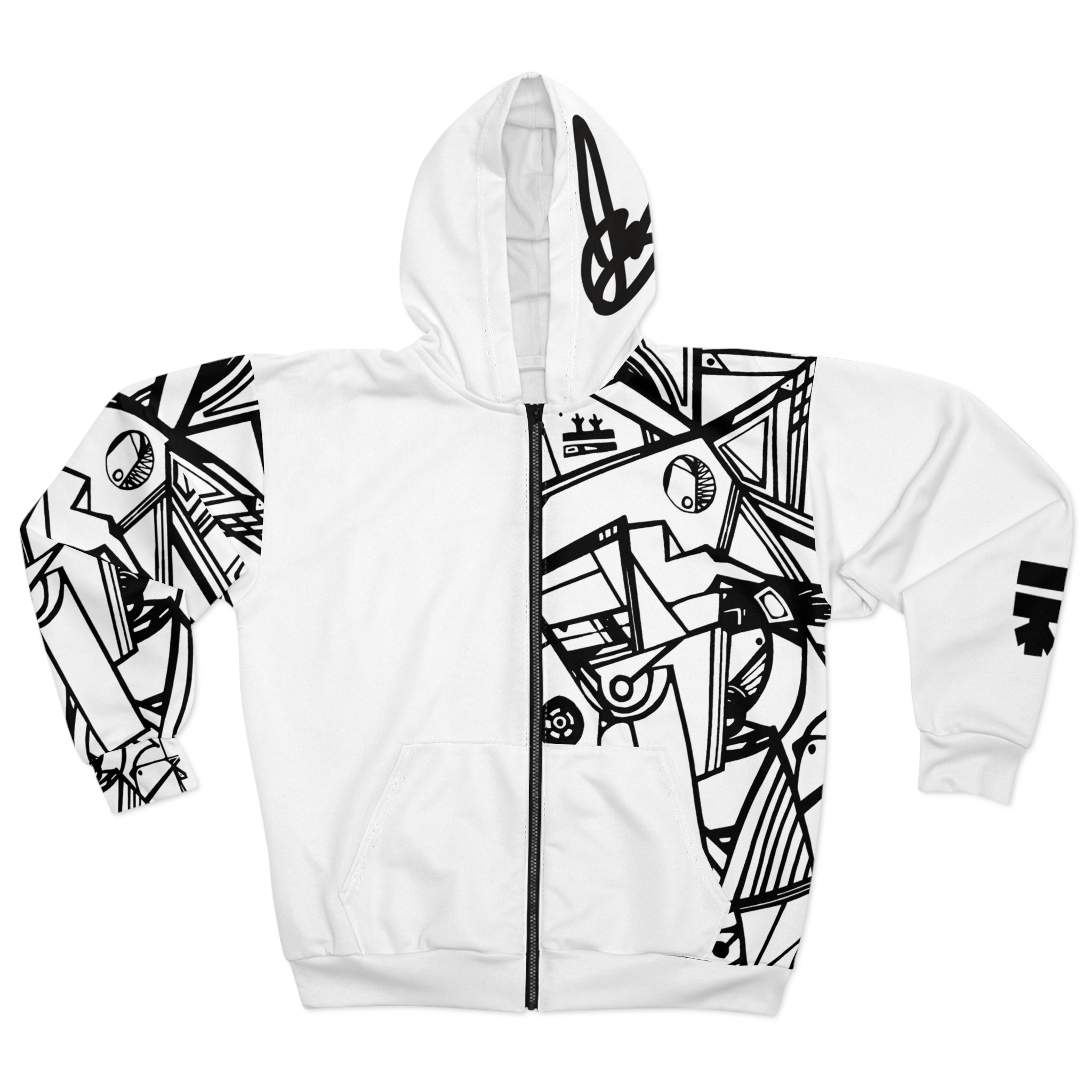 Creative Graphic Art Unique Urban Full-Zip Hoodie