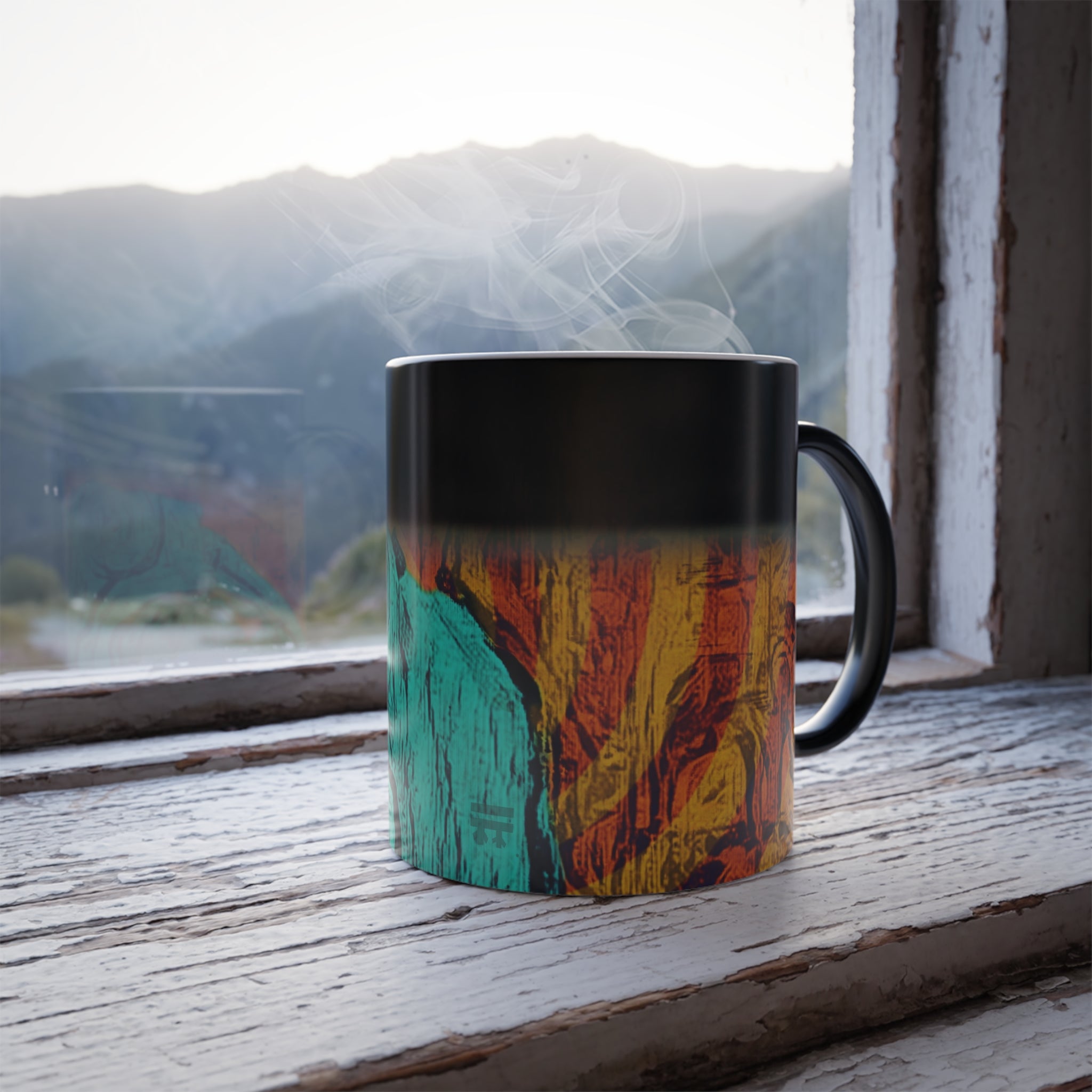 Unique Graphic Art Color Changing Ceramic Cup