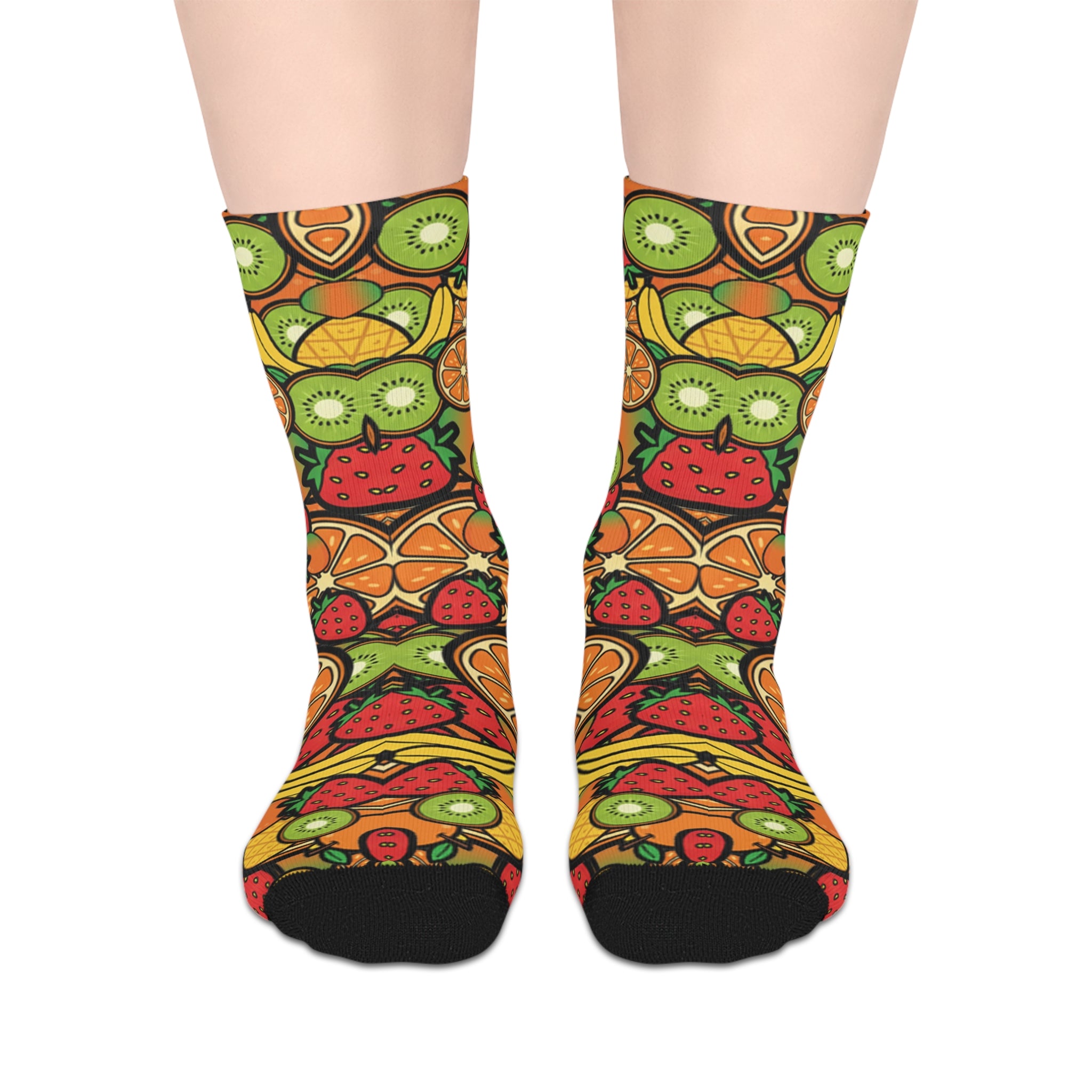 Owl Fruit Pattern Mid-Length Socks