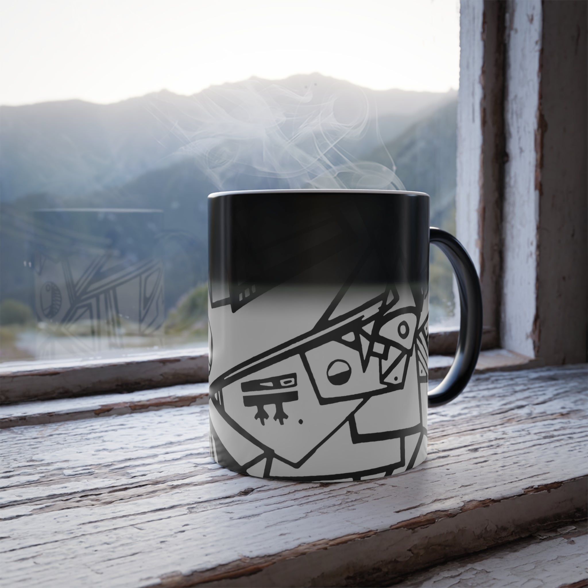 Color Morphing Grapitc Art Mug, 11oz
