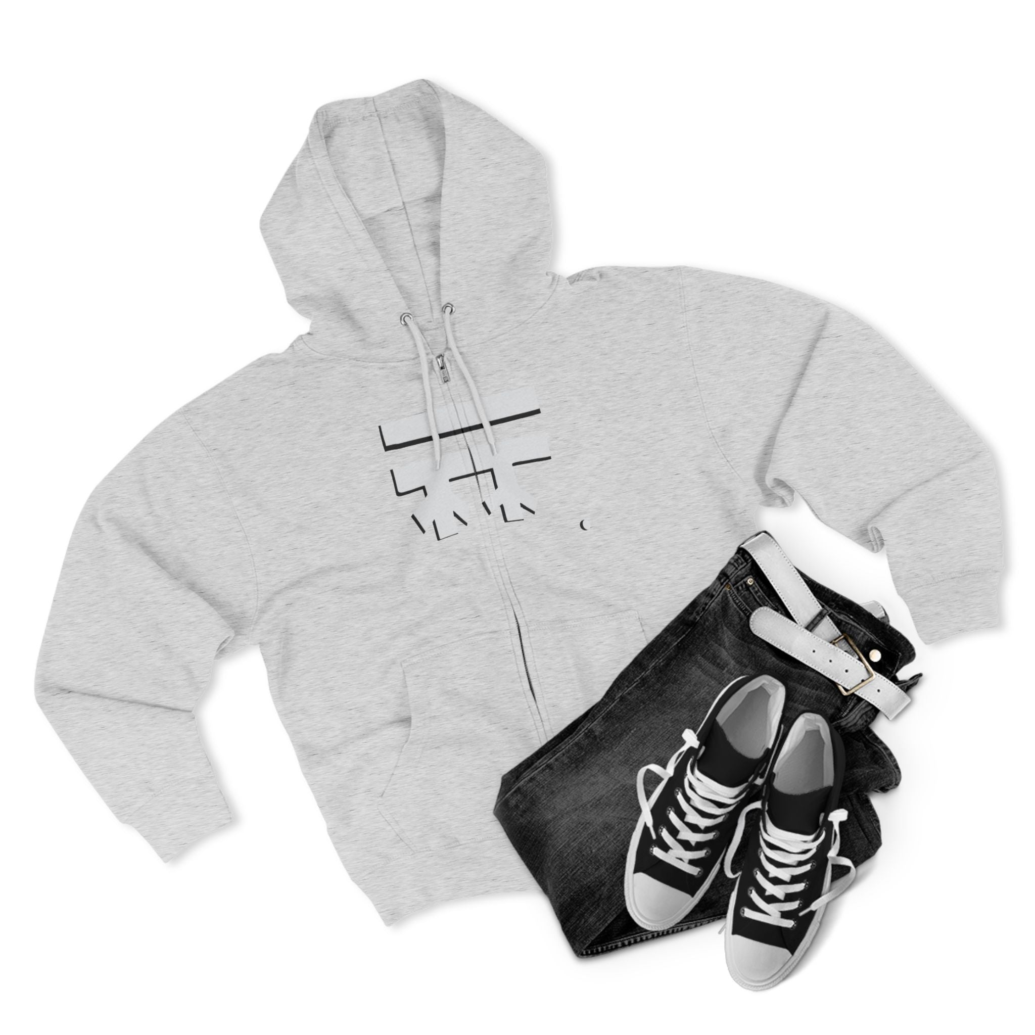 Minimalist Full-Zip Hoodie with Logo Casual Streetwear