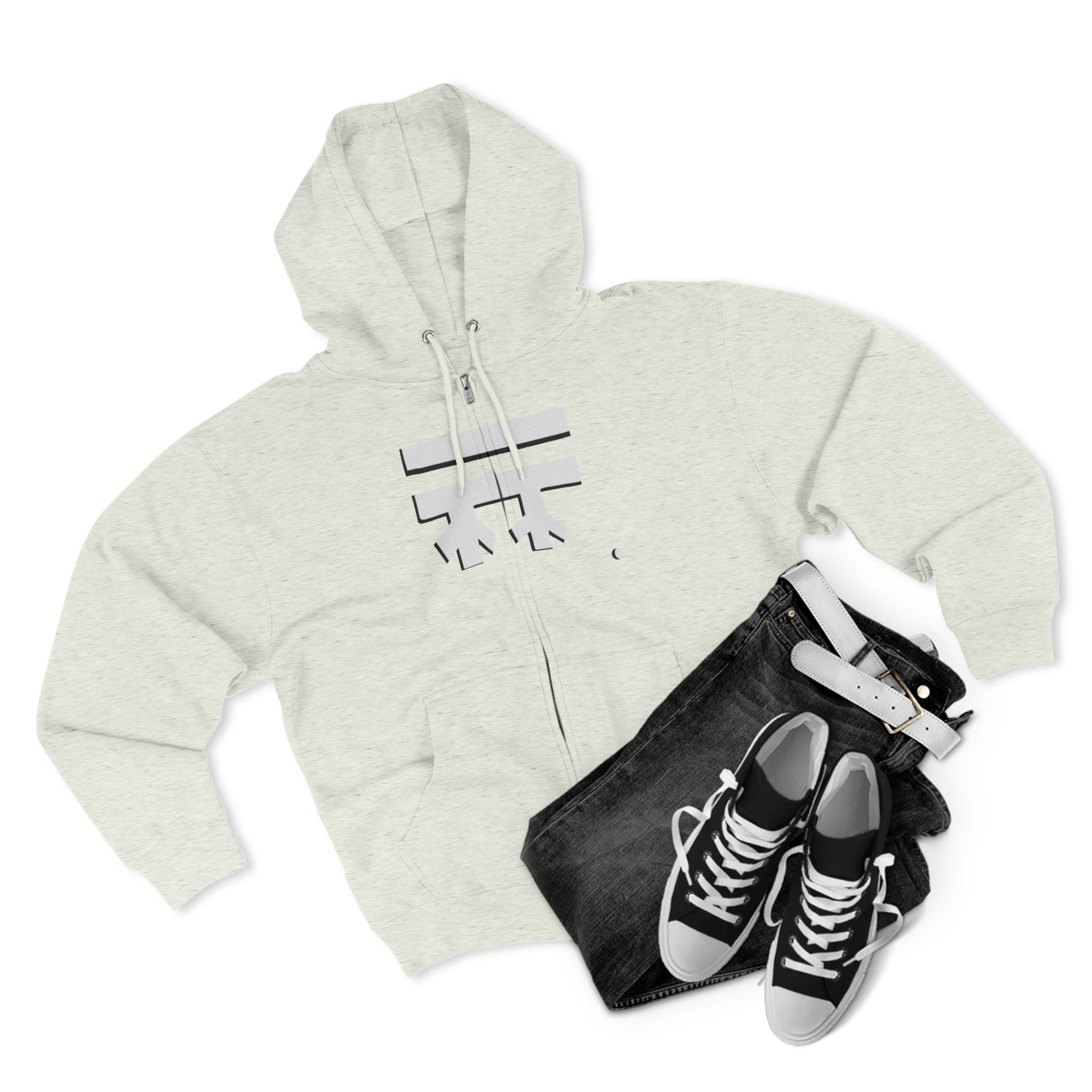 Minimalist Full-Zip Hoodie with Logo Casual Streetwear