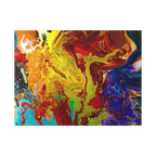 24″ x 18″ "Red Rain" Abstract Canvas Wall Art Decor Showcasing red tones, purples, yellows, bronze, blacks and blue tones on a 1.25 inch canvas. 