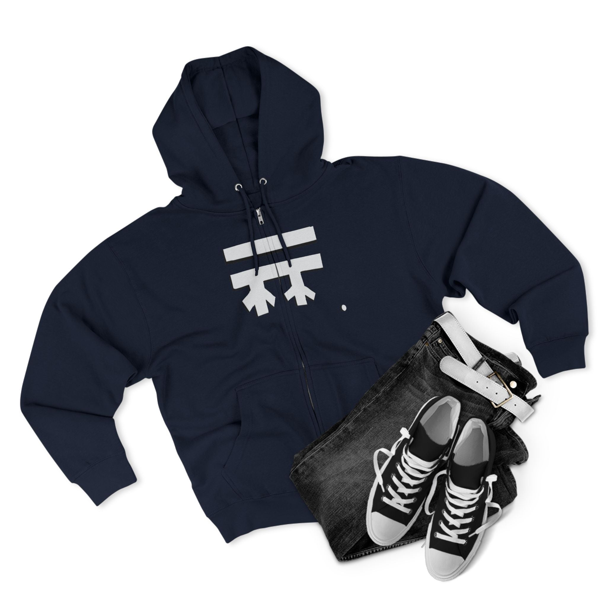 Minimalist Full-Zip Hoodie with Logo Casual Streetwear