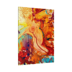 36" x 48" Freebrd "WWW" Contemporary Abstract Nude Gesture Wall Art on 1.25 inch thick canvas, showcasing vibrant purple, red, teal and yellow hues