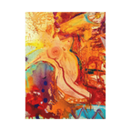 36" x 48" Freebrd "WWW" Contemporary Abstract Nude Gesture Wall Art on 1.25 inch thick canvas, showcasing vibrant purple, red, teal and yellow hues