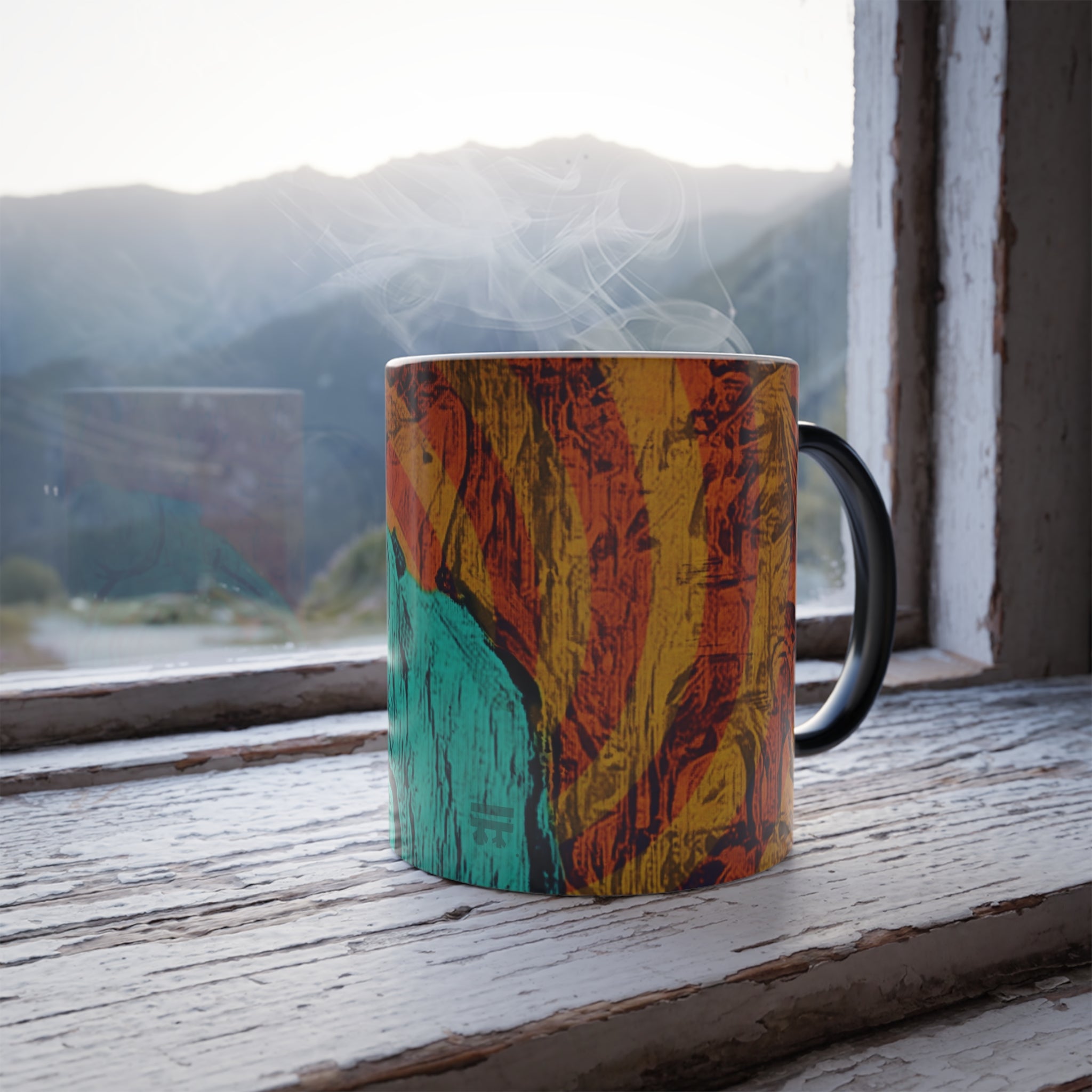 Unique Graphic Art Color Changing Ceramic Cup