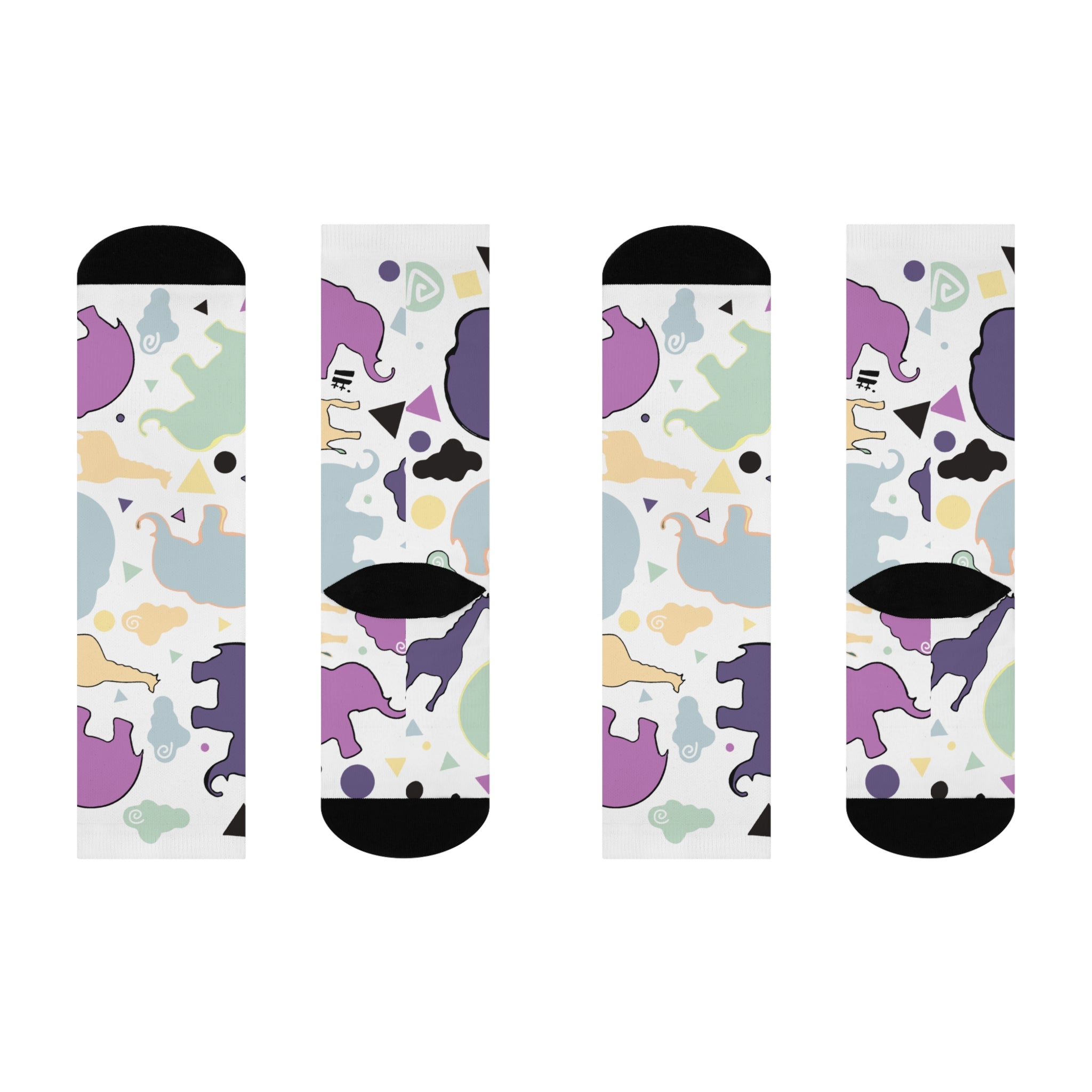 Giraffe, Elephant Animal Cloud Cushioned Mid-calf Socks