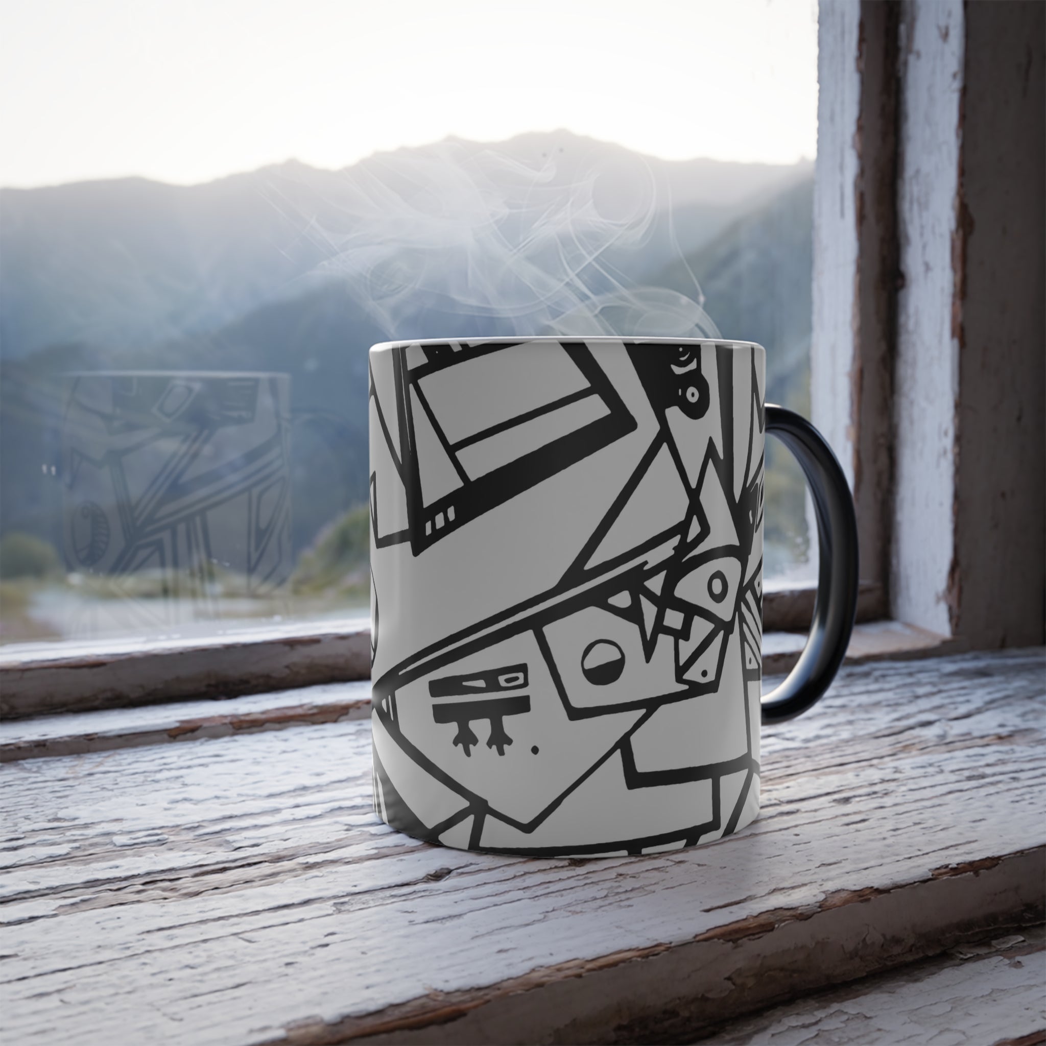 Color Morphing Grapitc Art Mug, 11oz