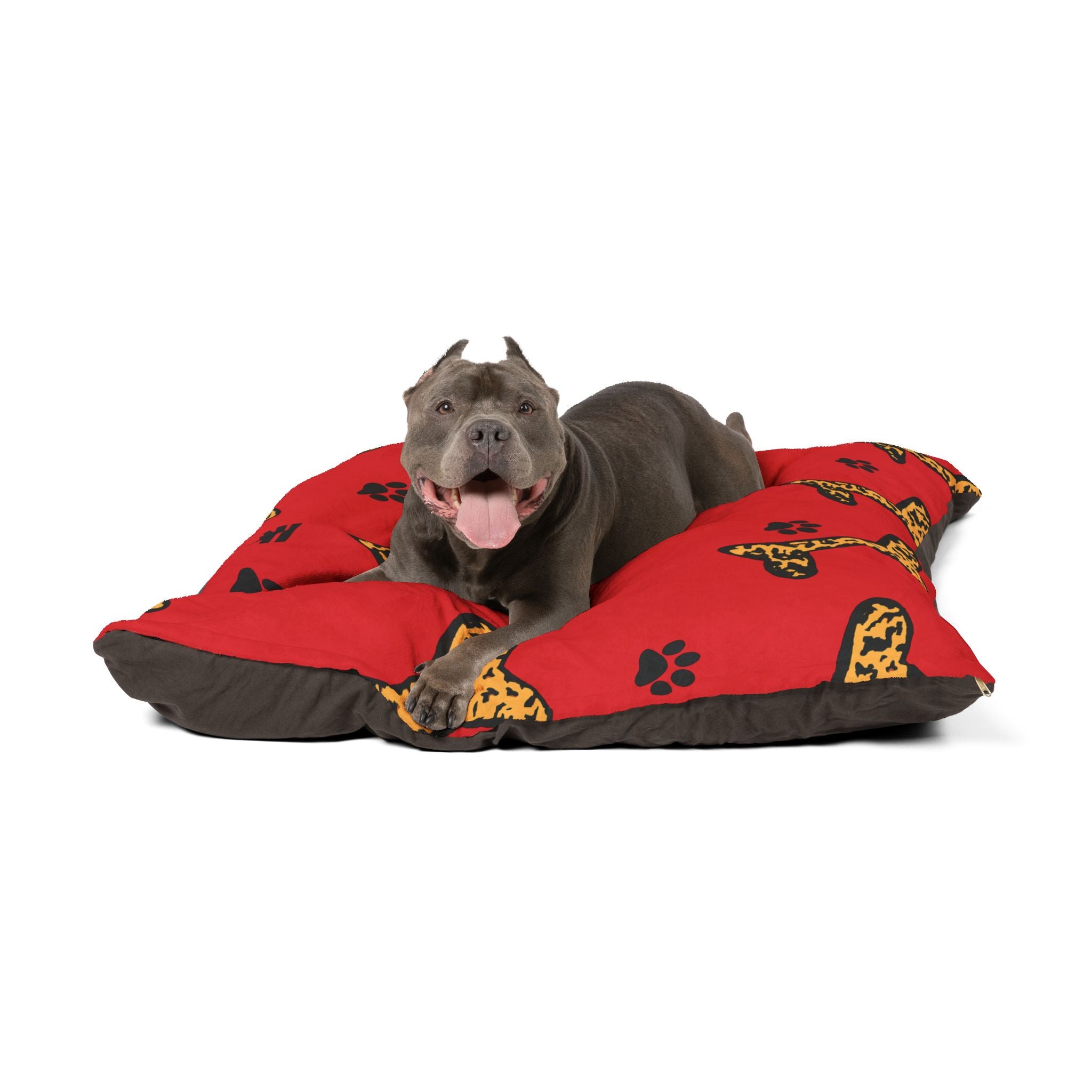 Leopard Print Bone Pet Bed for Dogs and Cats