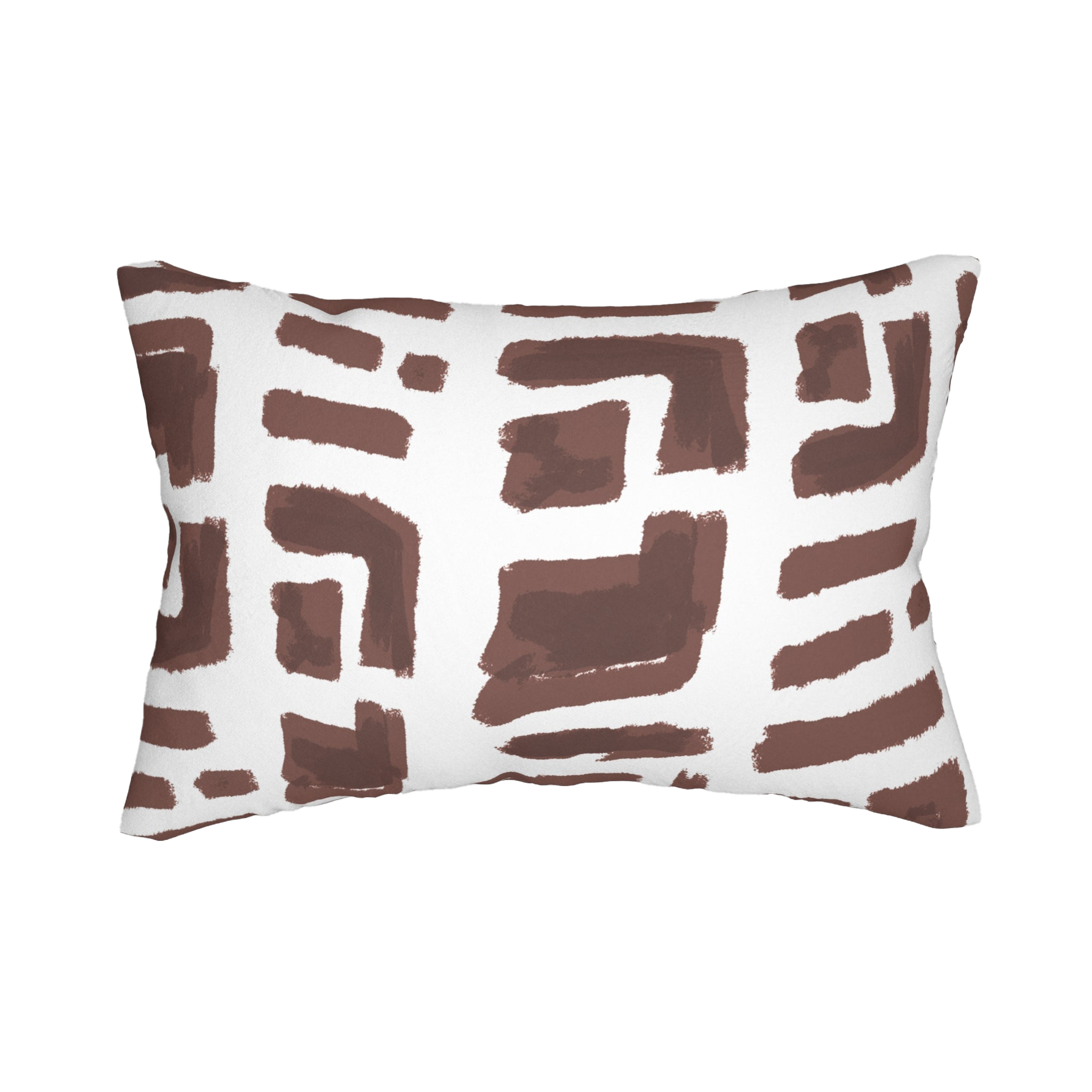 Abstract Brown Brushstroke Lumbar Pillow back