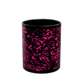 Glossy Black cup with neon pink Freebrd "Medicolo" abstract pattern  
