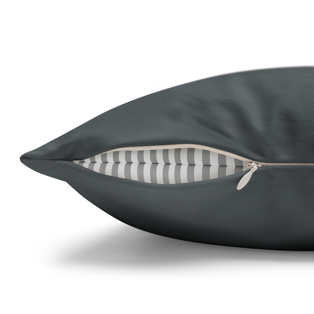 Anchor Grey Faux Suede Luxury Square Pillowcase zipper