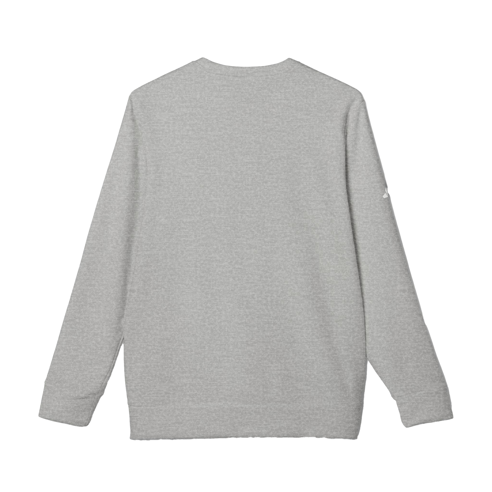 Ash Grey Heather Adidas sweatshirt with white Adidas logo on right sleeve