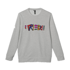 Ash Grey Heather Freebrd Custom Adidas Crewneck Sweatshirt with ';Freebrd' Designed in Colored Freebrd text on the front chest of apparel and Adidas Brand Logo on right sleeve