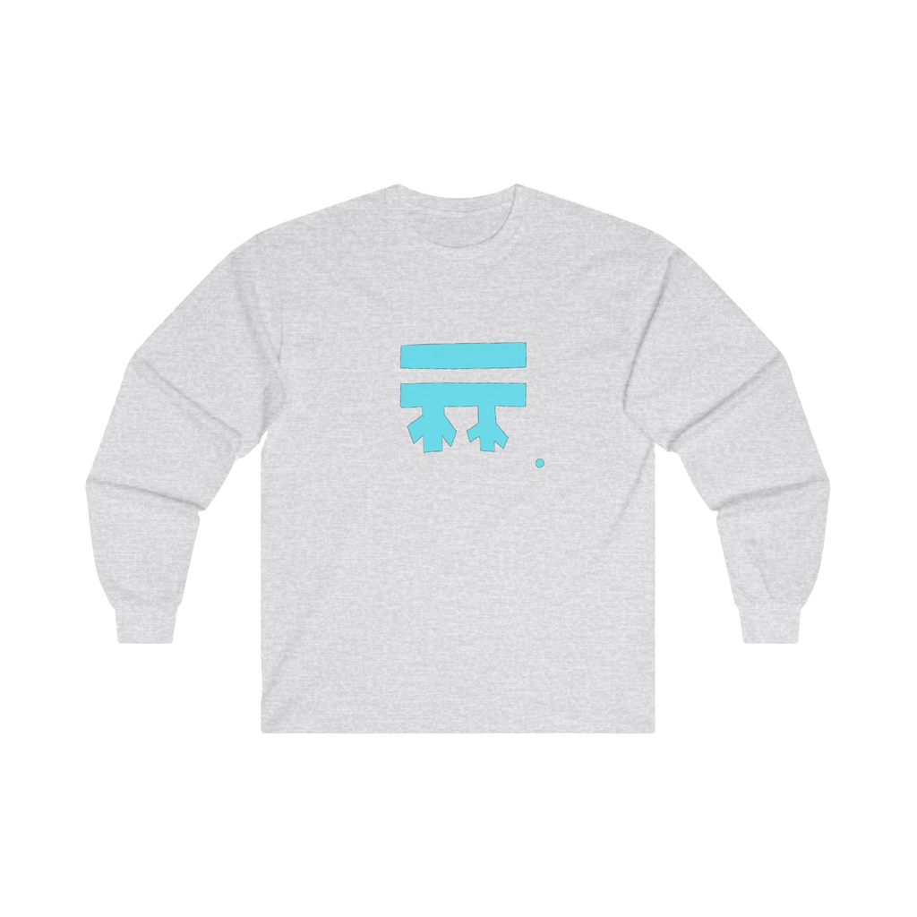 Ash grey long-sleeve shirt with a teal Freebrd logo 