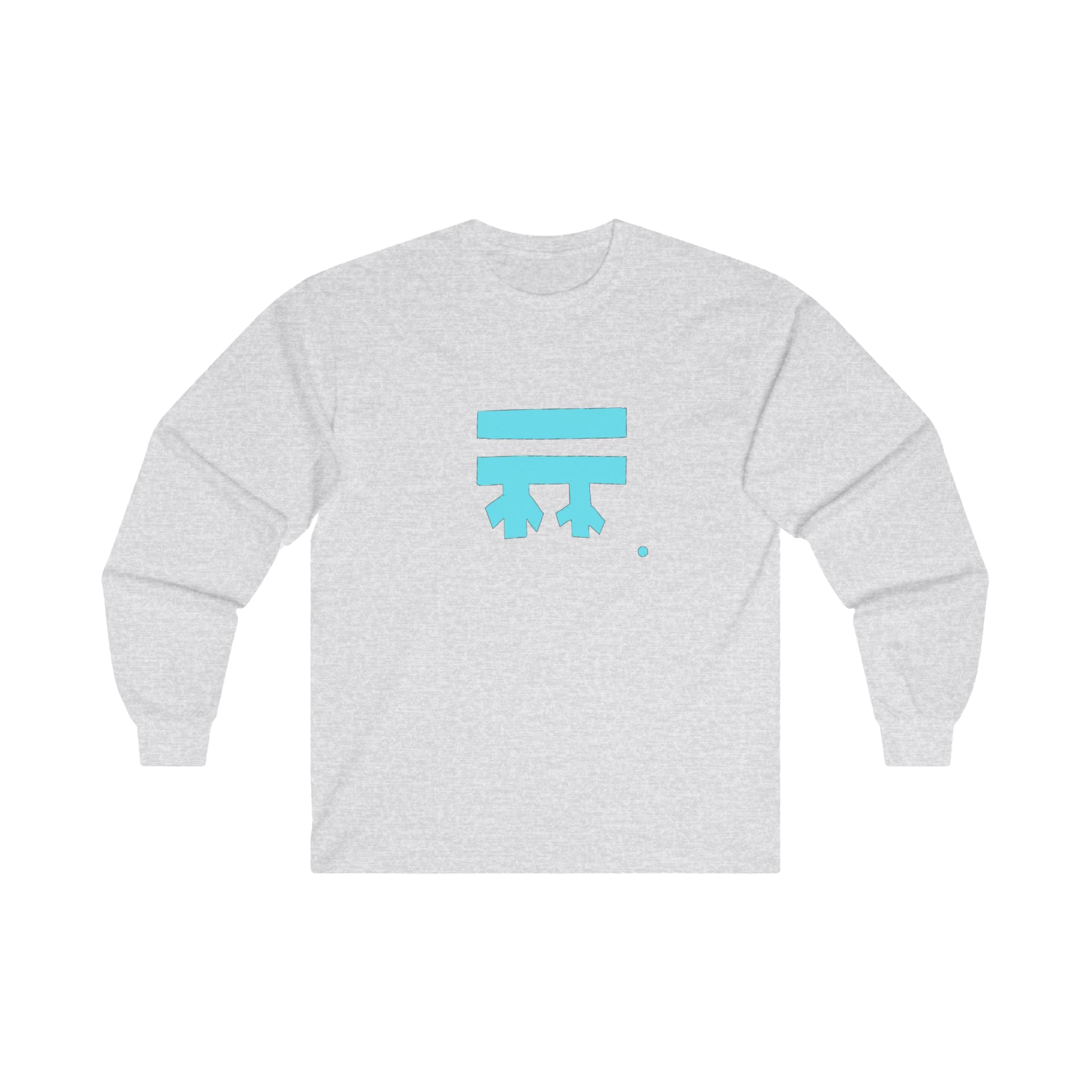 Ash grey long-sleeve shirt with a teal Freebrd logo 