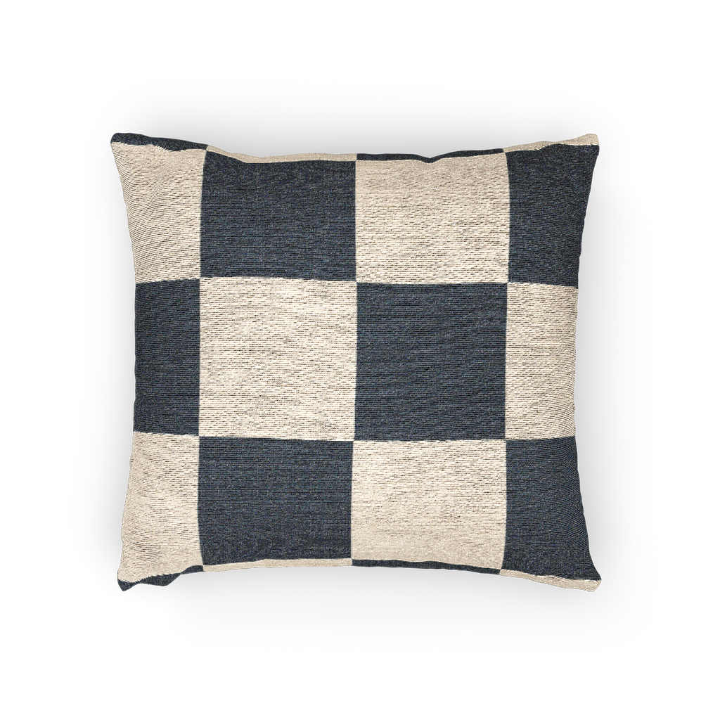 Atomic Grey Woven Checkered Decorative Pillow horizontal view 