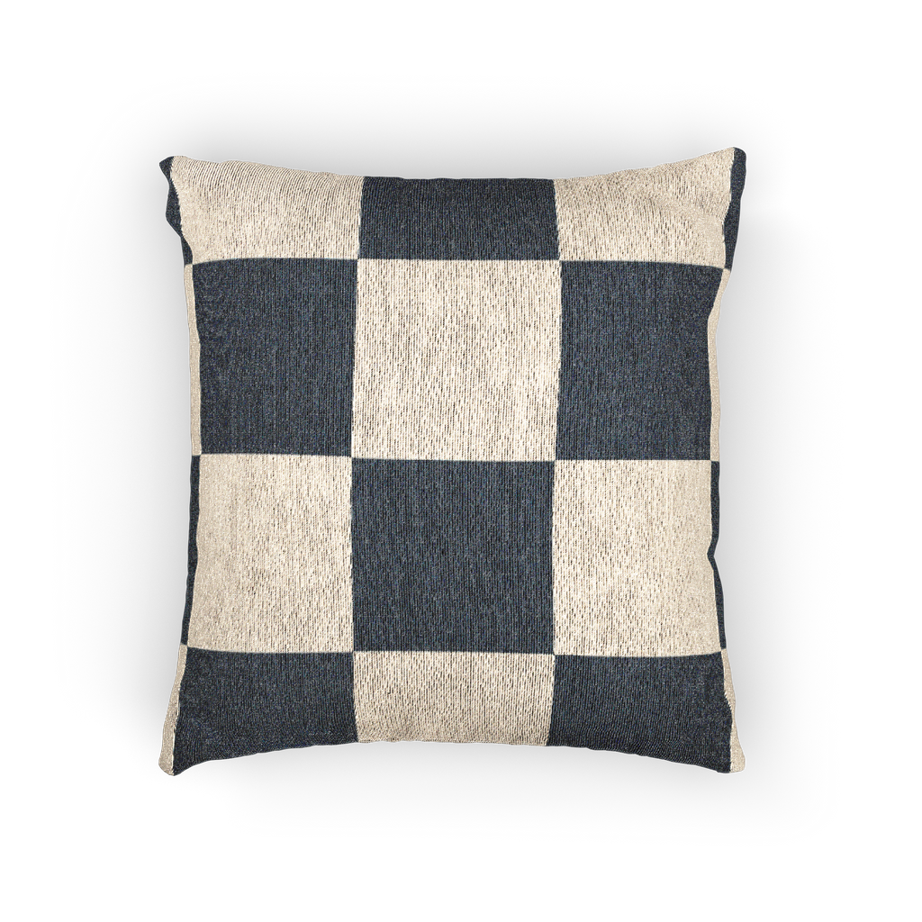 Atomic Grey Woven Checkered Decorative Pillow front 