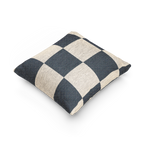 Atomic Grey Woven Checkered Decorative Pillow side view 