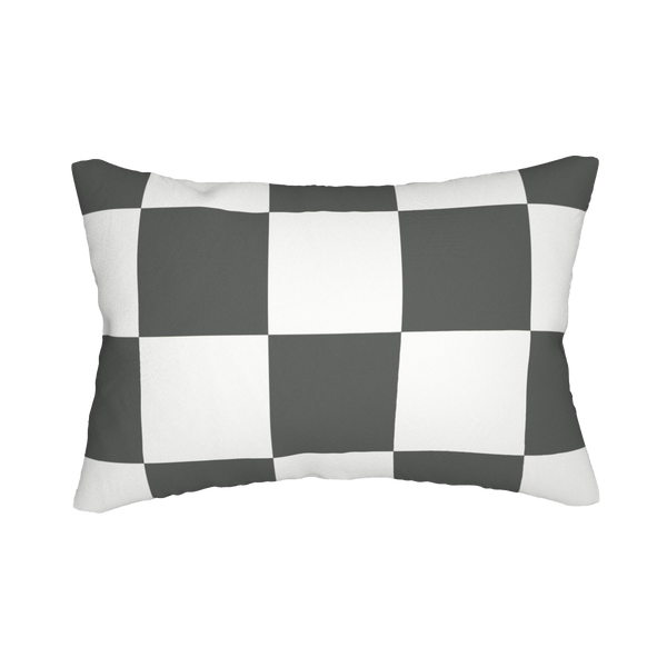 Atomic Grey Checkered Lumbar Pillow Front