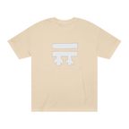 Beige classic cotton t-shirt with a white freebrd logo on front of tee 