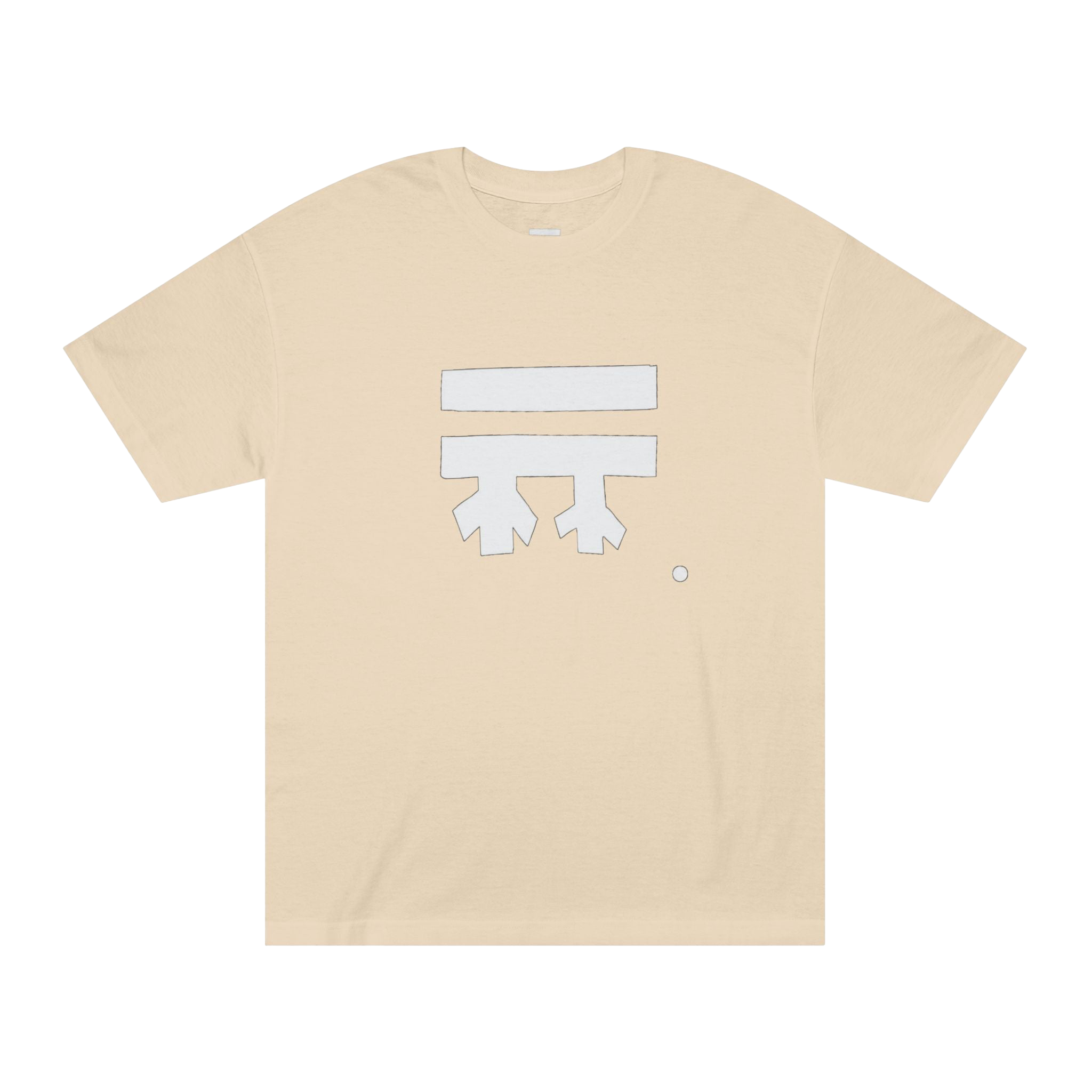 Beige classic cotton t-shirt with a white freebrd logo on front of tee 