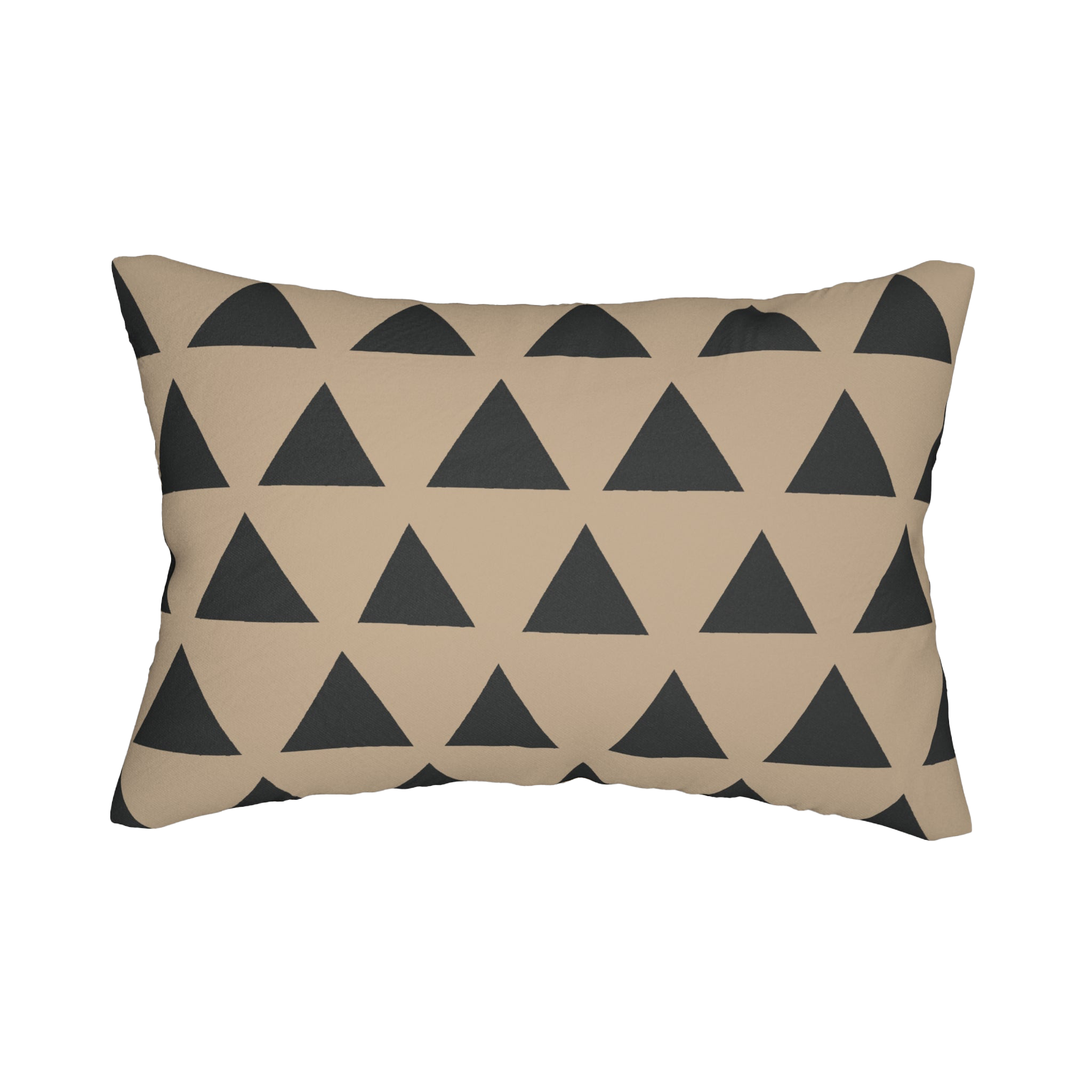 Beige & Black Geometric Triangle Lumbar Pillow Front