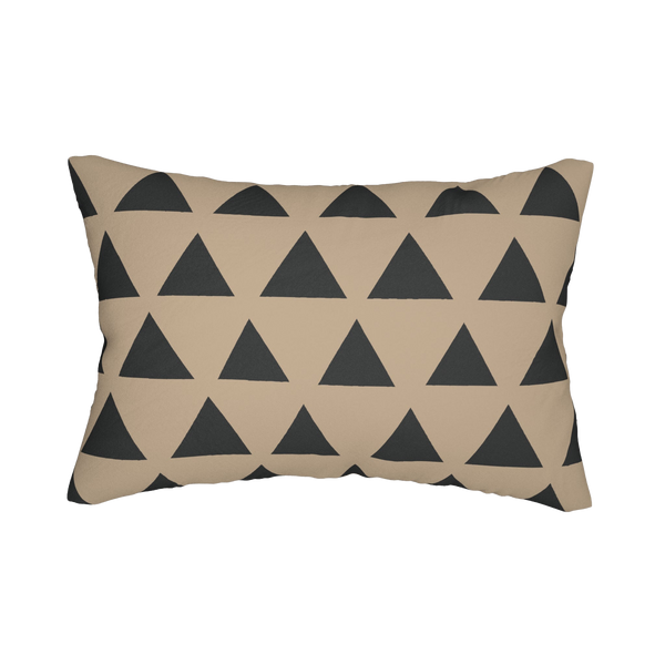 Beige & Black Geometric Triangle Lumbar Pillow Front