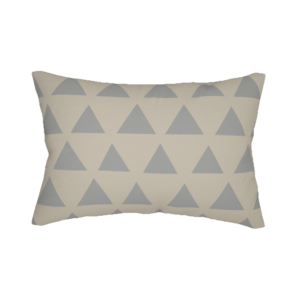 Beige & Stardust Grey Geometric Triangle Lumbar Pillow Front 