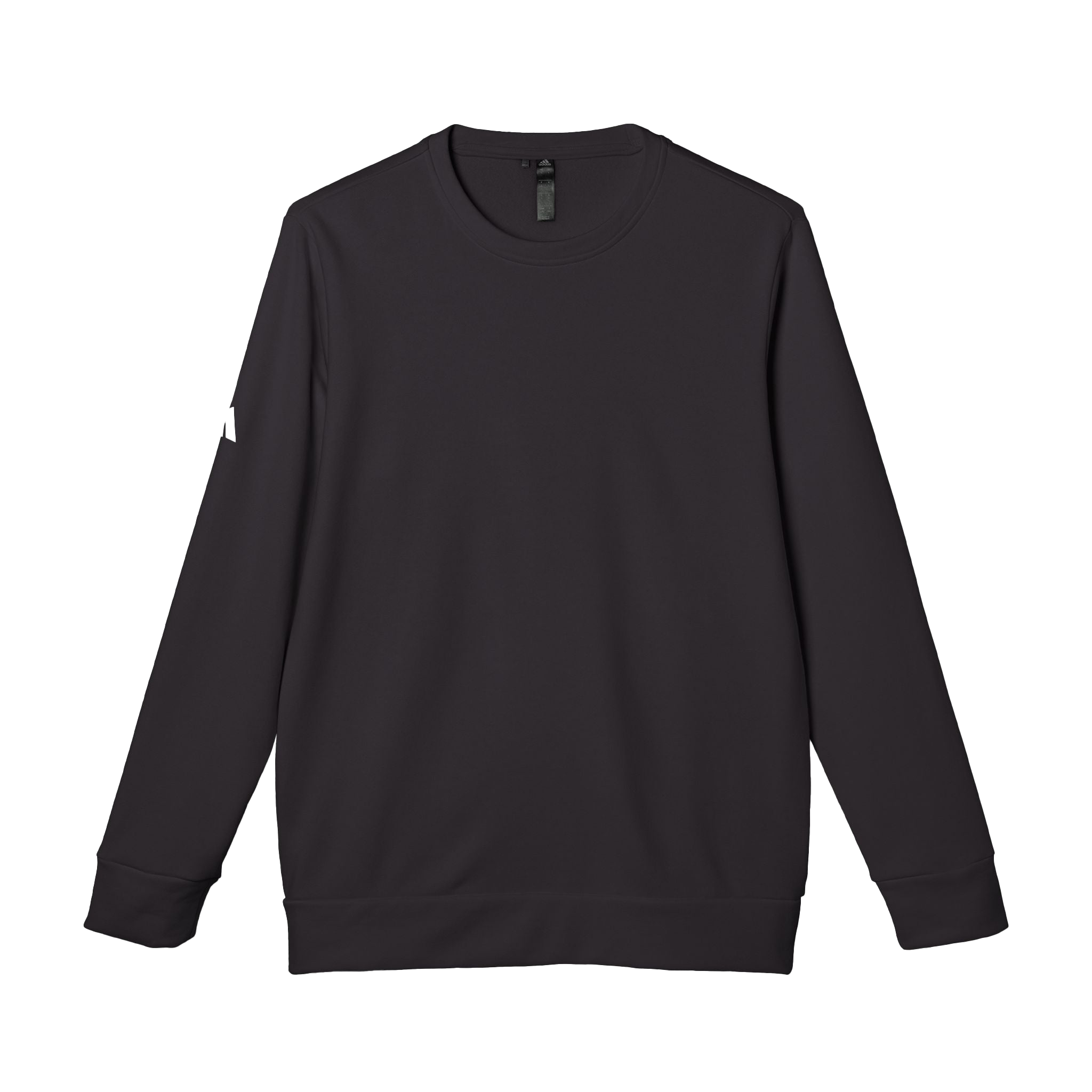 Black Adidas sweatshirt with white Adidas logo on right sleeve
