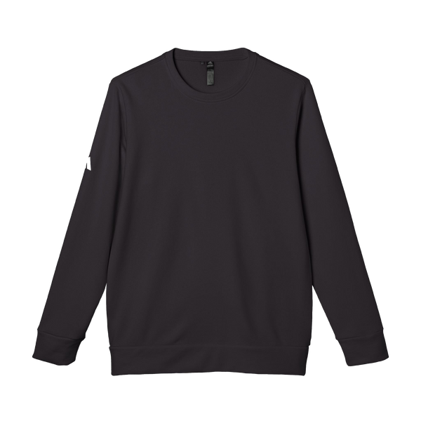 Black Adidas sweatshirt with white Adidas logo on right sleeve