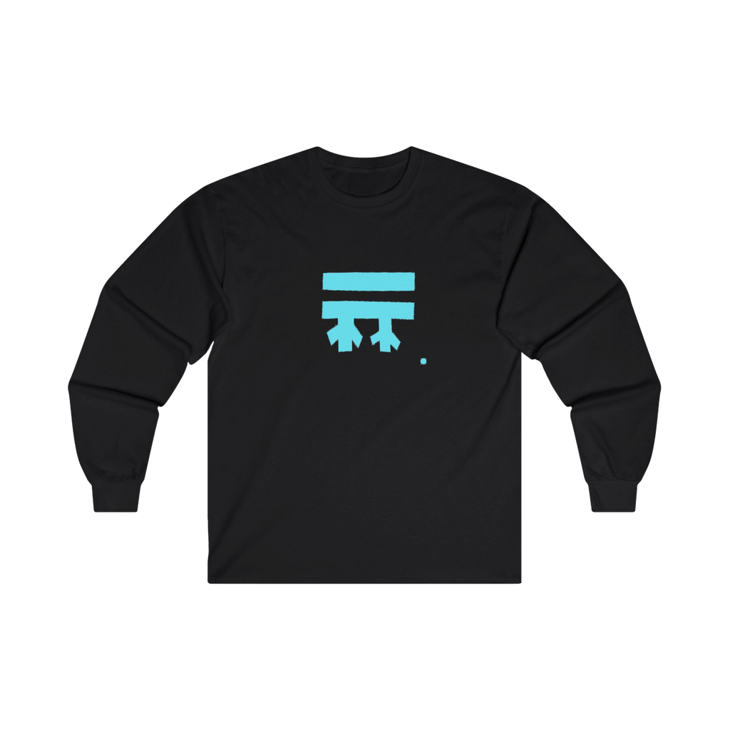 Black long-sleeve shirt with a teal Freebrd logo 