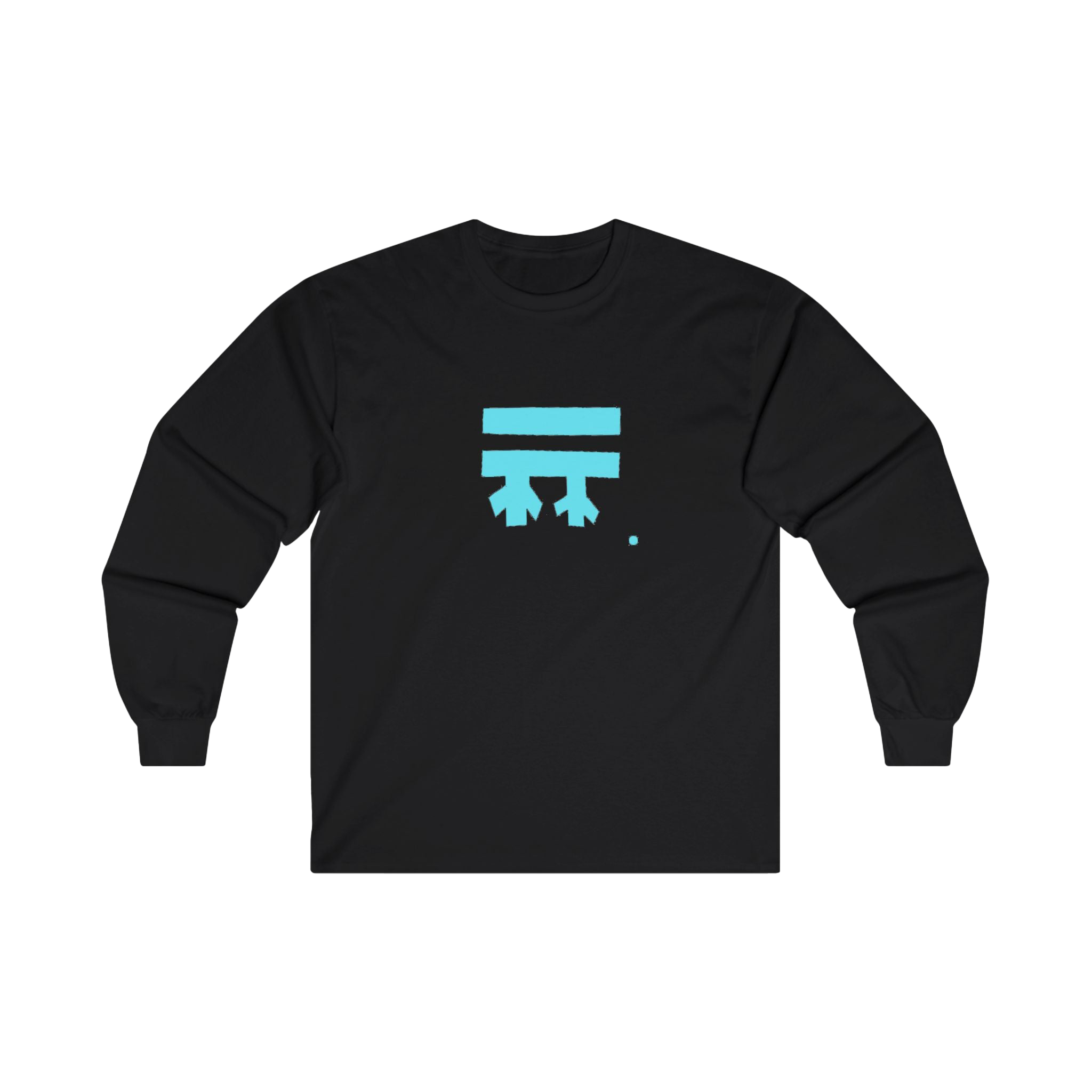 Black long-sleeve shirt with a teal Freebrd logo 
