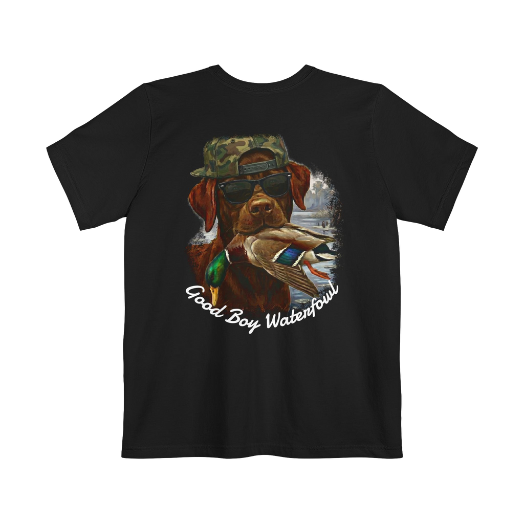 Black Old Skool Camo Duck Hunting Retriever Classic Pocket T-Shirt Back 