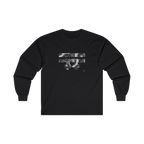 Black long-sleeve shirt with a black and white Retro Camera Freebrd Logo design

