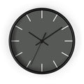 Black Wooden Base Black Hand Atomic Grey Modern Minimalist Silent Wall Clock With White Time Markers Front