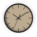 Black Wooden Base Black Hand Jute Beige Modern Minimalist Silent Wall Clock With Black Time Markers Front