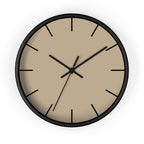 Black Wooden Base Black Hand Jute Beige Modern Minimalist Silent Wall Clock With Black Time Markers Front