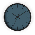 Black Wooden Base Black Hand Minimal Navy Blue Modern Slate Wall Clock Front