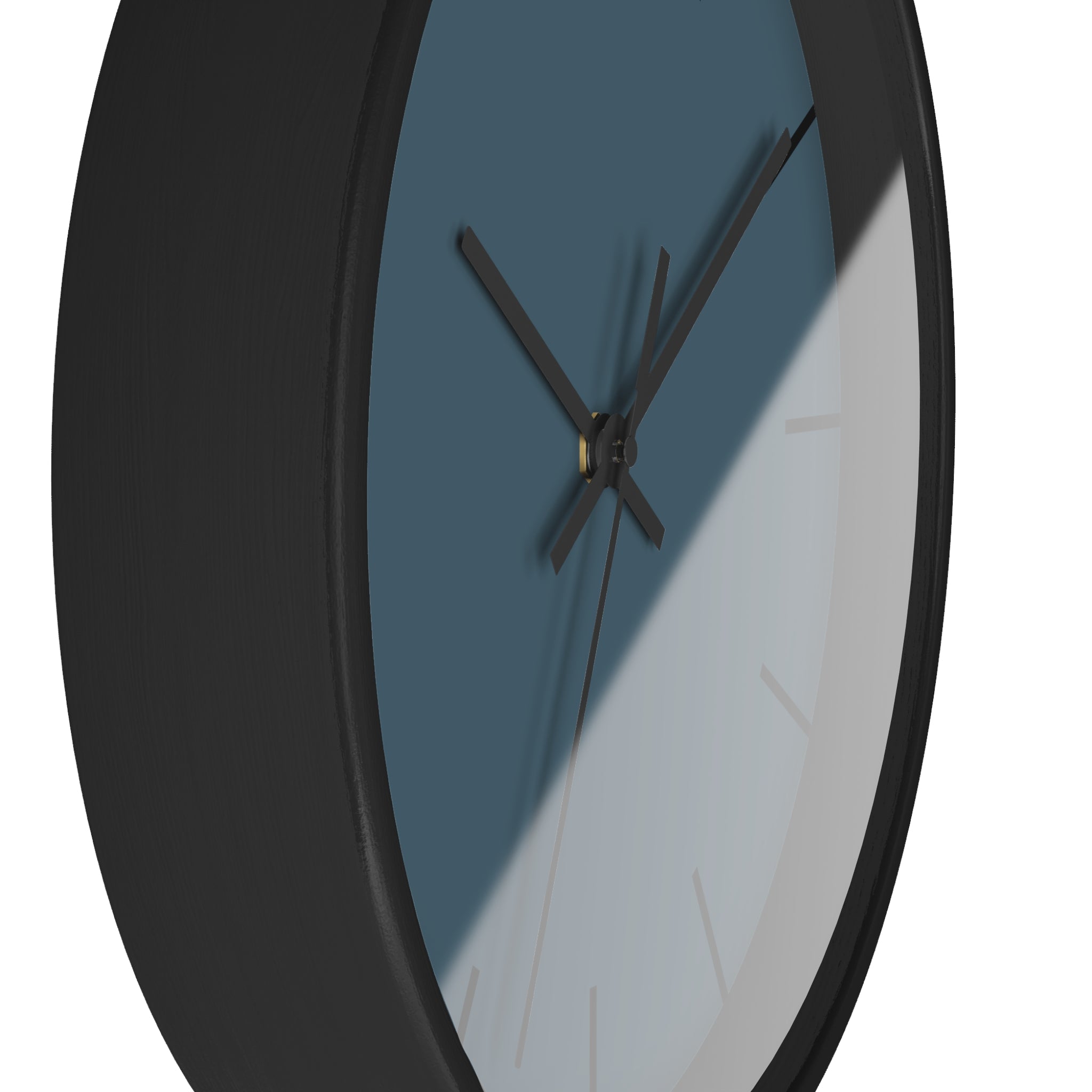 Black Wooden Base Black Hand Minimal Navy Blue Modern Slate Wall Clock Side