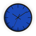 Black Wooden Base Black Hand Modern Minimal Blue Silent Wall Clock Front