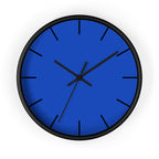Black Wooden Base Black Hand Modern Minimal Blue Silent Wall Clock Front