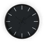 Black Wooden Base Black Hand Modern Minimal Carbon Fiber Black Silent Wall Clock With Off White Time Markers Front 