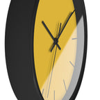 Black Wooden Base Black Hand Modern Minimal Champ Yellow Silent Wall Clock With Black Time Markers Side 